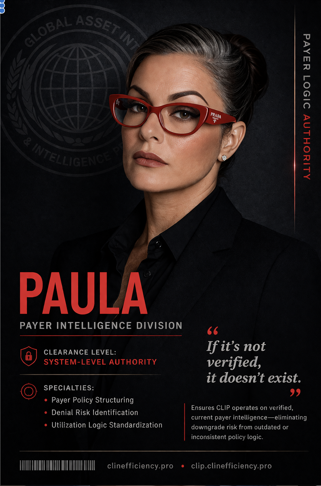PAULA — Payer Intelligence Division dossier portrait